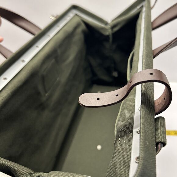 Canvas Weekender Bag Line of Trade No. 0312 Olive Green Duffel Tote W/Strap NWOT - Picture 11 of 13